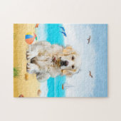 Golden Retriever hond op het strand Legpuzzel (Horizontaal)