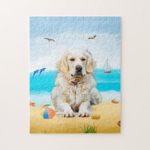 Golden Retriever hond op het strand Legpuzzel