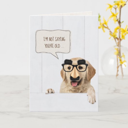 Golden Retriever hond op hout met masker Kaart (Gele Bloem)