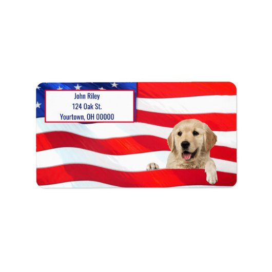Golden Retriever hond op vlag Etiket (Voorkant)