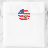 Golden Retriever hond op vlag Ronde Sticker (Tas)
