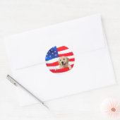 Golden Retriever hond op vlag Ronde Sticker (Envelop)