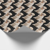 Golden retriever hond op zwart cadeaupapier (Hoek)