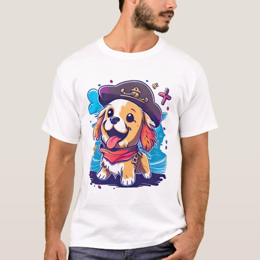 Golden Retriever Hond Pirate T-shirt (Voorkant)