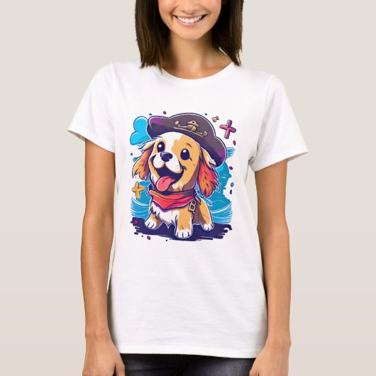 Golden Retriever Hond Pirate T-shirt (Voorkant)