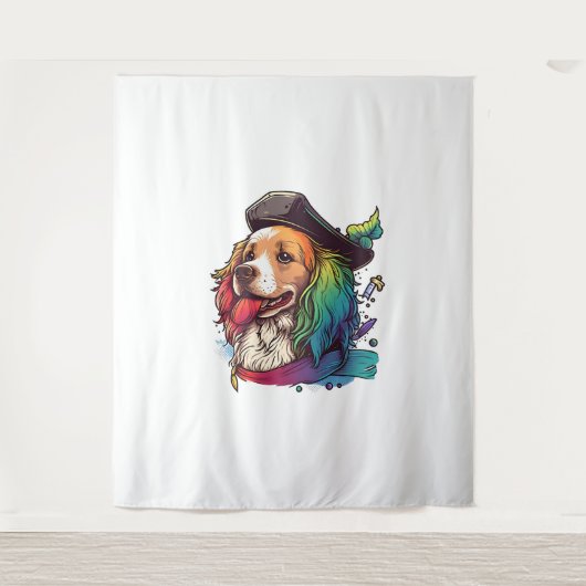 Golden Retriever Hond Pirate Wandkleed (Voorkant)