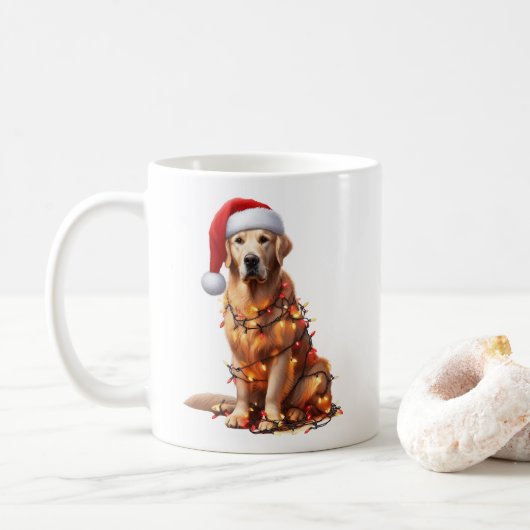 Golden Retriever Hond Puppy Kerstmis Koffiemok (Met donut)