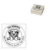 Golden Retriever Hond Retouradres Familie Rubberstempel (Gestempeld)
