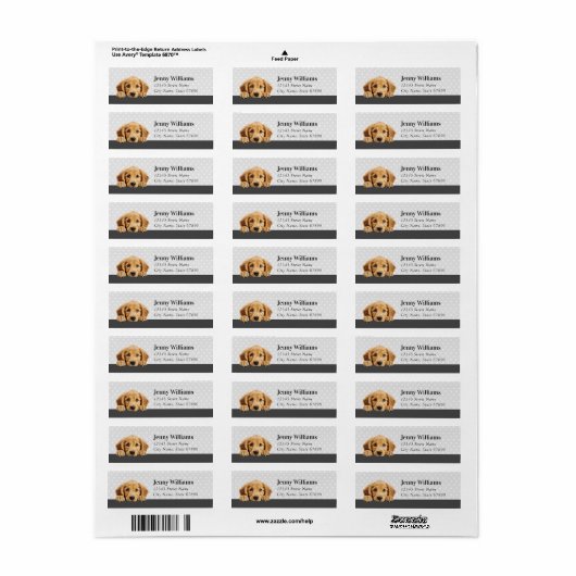 Golden Retriever Hond Retouradres Labels (Full Sheet)