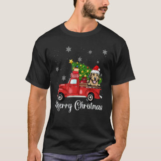 Golden Retriever Hond Rijdt Rode Truck Kerst Tr T-shirt