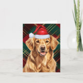 Golden Retriever Hond Rood Groen Gespeeld Kerstmis Feestdagen Kaart (Voorkant)