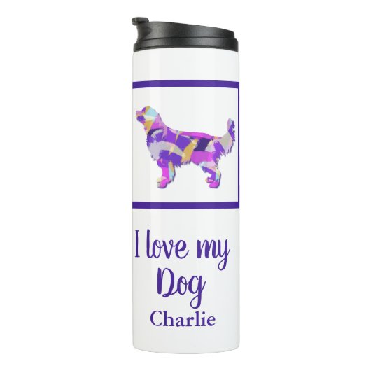 Golden Retriever Hond Silhouet PaarsPY&B Thermosbeker (Geroteerd rechts)