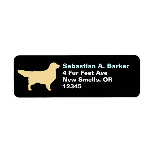 Golden Retriever Hond Silhouet Retouradres Etiket (Voorkant)