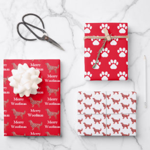 Golden Retriever Hond Silhouet Rood Merry Woofmas Inpakpapier Vel