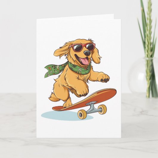 Golden Retriever Hond Skateboarding Kaart (Voorkant)