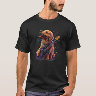 Golden Retriever hond spelen elektrische gitaar ro T-shirt