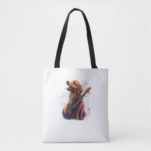 Golden Retriever hond spelen elektrische gitaar ro Tote Bag