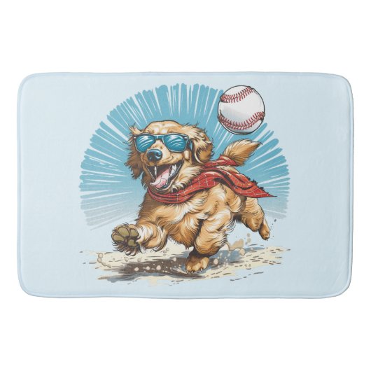 Golden Retriever Hond Spelen Honkbal Badmat (Voorkant)