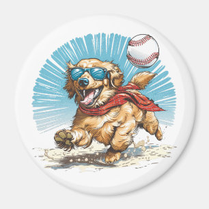 Golden Retriever Hond Spelen Honkbal Magneet