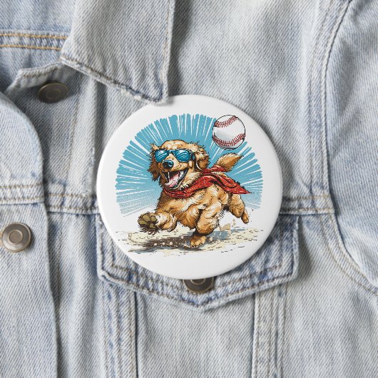 Golden Retriever Hond Spelen Honkbal Ronde Button 4,0 Cm (In situ)