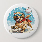 Golden Retriever Hond Spelen Honkbal Ronde Button 4,0 Cm (Voorkant)