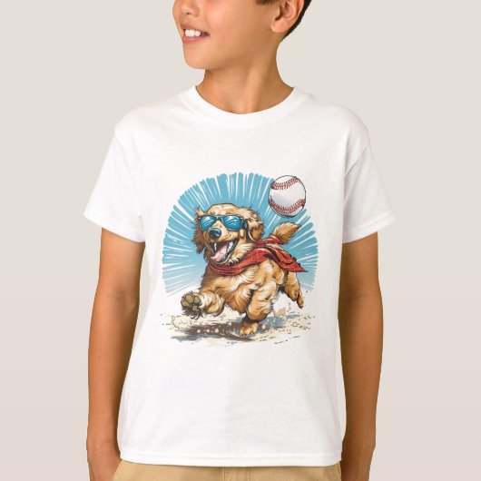 Golden Retriever Hond Spelen Honkbal T-shirt (Voorkant)