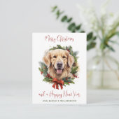 Golden Retriever Hond Trendy Vrolijk Kerstfeest Feestdagenkaart (Staand voorkant)