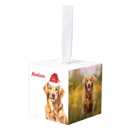 Golden Retriever Hond Twee Foto Kerstvakantie Decoratie (Voorkant hoekig)