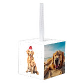 Golden Retriever Hond Twee Foto Kerstvakantie Decoratie (Achter hoekig)