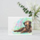 Golden Retriever Hond Water Kleur Schilderij Briefkaart (Staand voorkant)