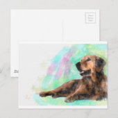 Golden Retriever Hond Water Kleur Schilderij Briefkaart (Voorkant / Achterkant)