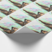 Golden Retriever Hond Water Kleur Schilderij Cadeaupapier (Hoek)