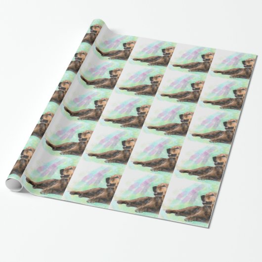 Golden Retriever Hond Water Kleur Schilderij Cadeaupapier (Uitgerold)