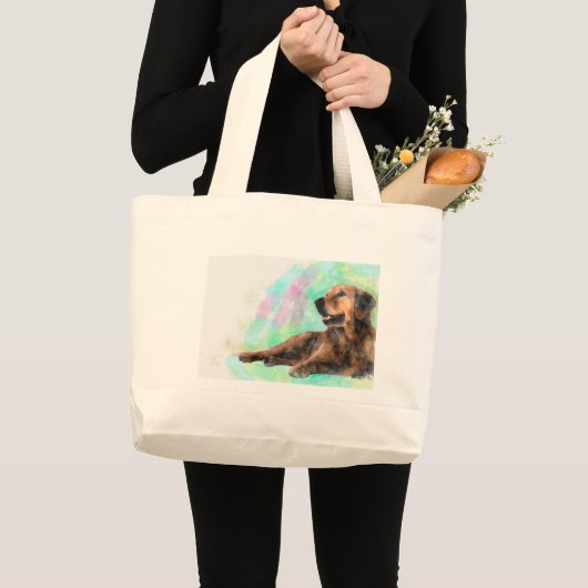 Golden Retriever Hond Water Kleur Schilderij Grote Tote Bag (Voorkant (product))
