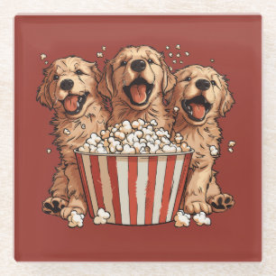 Golden Retriever Honden Film Popcorn Bucket Glazen Onderzetter