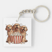 Golden Retriever Honden Film Popcorn Bucket Sleutelhanger (Achterkant)
