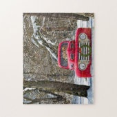 golden retriever honden in oude kerst truck legpuzzel (Verticaal)