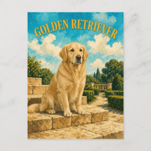 Golden Retriever, Honden Kunst in Vintage Waterver Briefkaart
