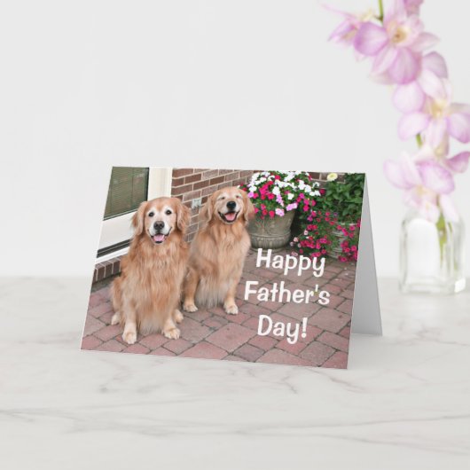 Golden Retriever Honden met bloemen Vaderdag Kaart (Orchidee)
