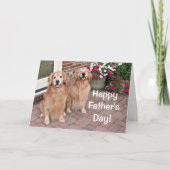 Golden Retriever Honden met bloemen Vaderdag Kaart (Voorkant)