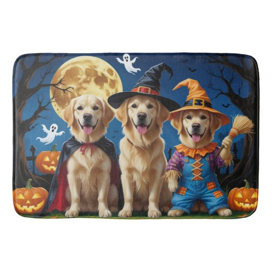Golden Retriever Honden Pompoen Halloween Grappig Badmat (Voorkant)