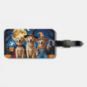Golden Retriever Honden Pompoen Halloween Grappig Bagagelabel (Achterkant horizontaal)