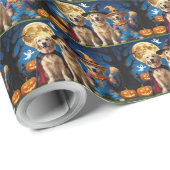 Golden Retriever Honden Pompoen Halloween Grappig Cadeaupapier (Rol Hoek)