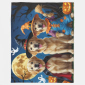 Golden Retriever Honden Pompoen Halloween Grappig Fleece Deken (Voorkant)