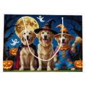 Golden Retriever Honden Pompoen Halloween Grappig Groot Cadeauzakje (Achterkant)