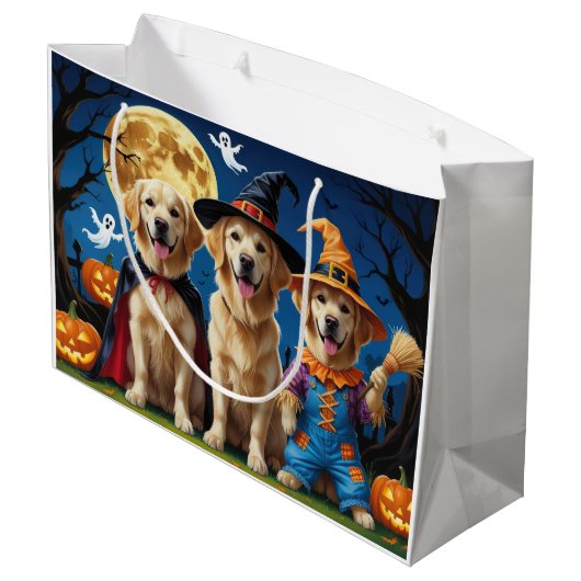 Golden Retriever Honden Pompoen Halloween Grappig Groot Cadeauzakje (Achterkant Gekanteld)