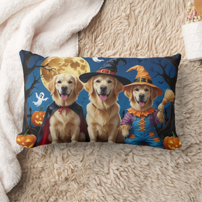 Golden Retriever Honden Pompoen Halloween Grappig Kussen (Deken)