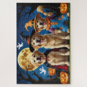 Golden Retriever Honden Pompoen Halloween Grappig Legpuzzel (Verticaal)