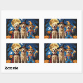Golden Retriever Honden Pompoen Halloween Grappig Rechthoekige Sticker (Vel)