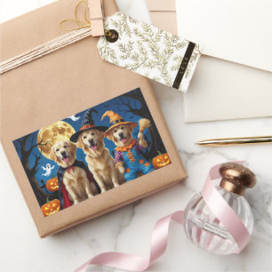 Golden Retriever Honden Pompoen Halloween Grappig Rechthoekige Sticker